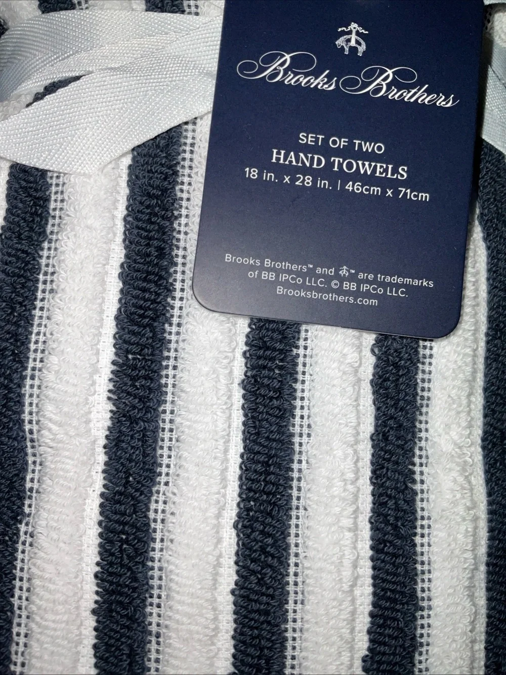 Brooks Brothers 4pc. Turkish Cotton 2 Bath 2 Hand Towel Set Black Stripe NWT